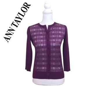 Ann Taylor Purple Button Up Cardigan Sweater